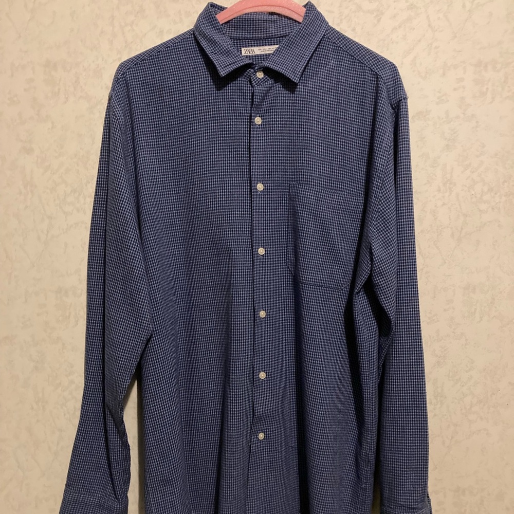 Zara long sleeve button up front pocket dress shirt